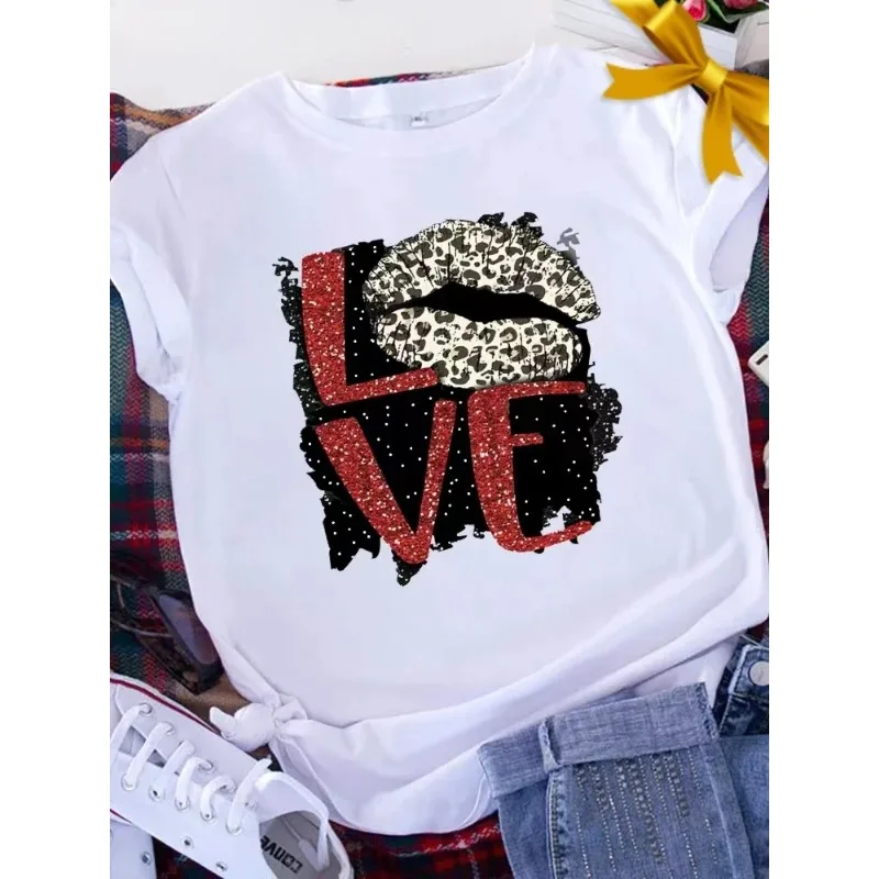 Fashion Retro Printed T-shirt Free Spirit Brave SoulY2K Cute Girls T-shirt Leopard Heart T-shirt Heart Women's T-shirt