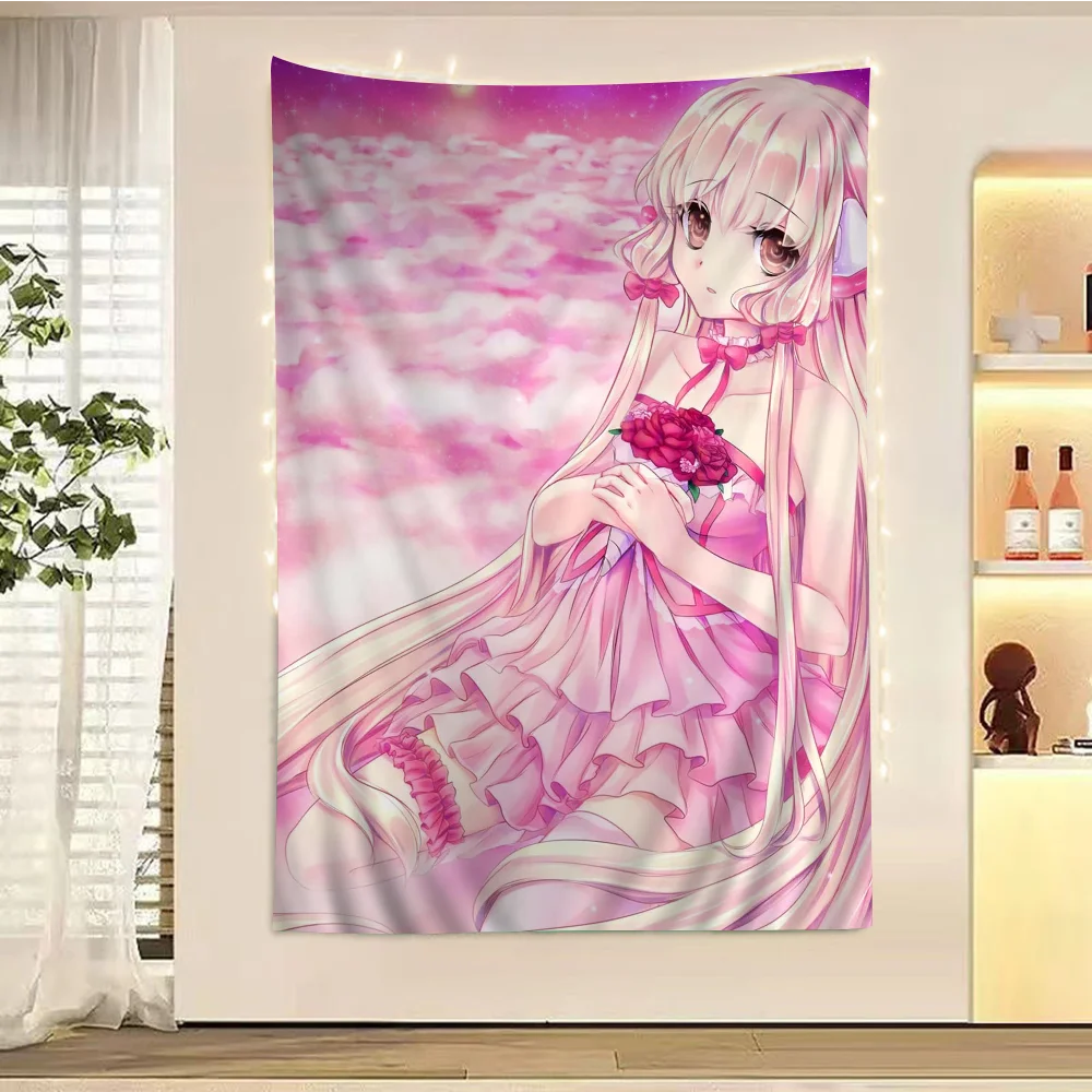 Anime Chobits Tapestry Art Printing Japanese Wall Tapestry Anime Wall Hanging Home Decor