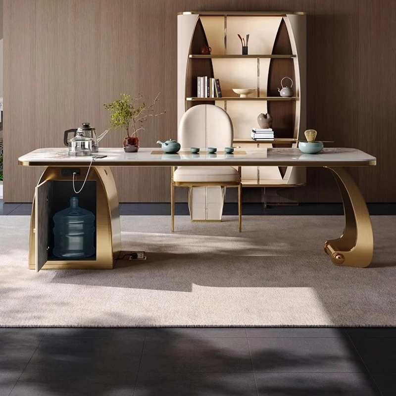 

Rock slab tea table light luxury modern high-end household tea table kettle