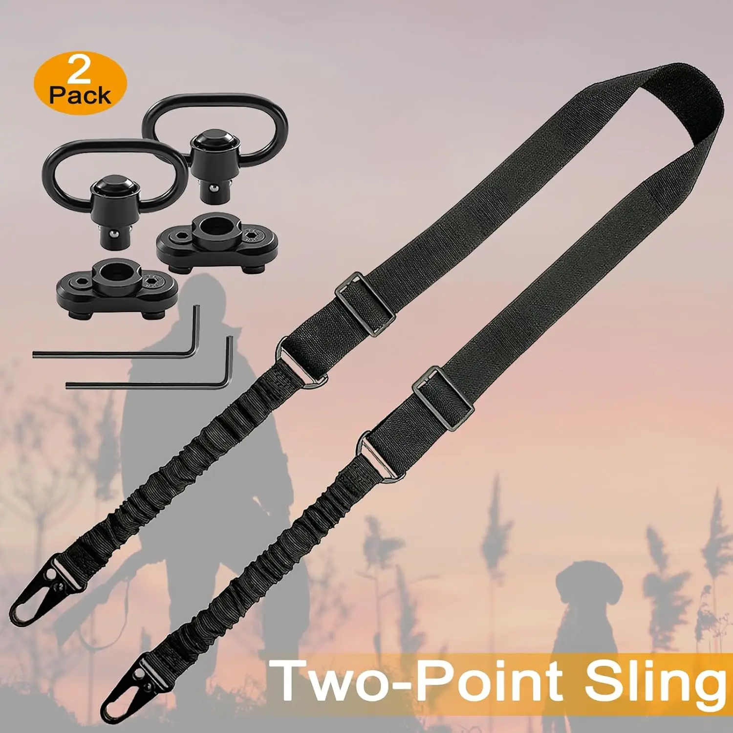 2 Point QD Rifle Sling with Length Adjuster Multi-Mission Sling Strap Outdoor Sport Tactical  AR AK Rifle Universal Gun QD sling