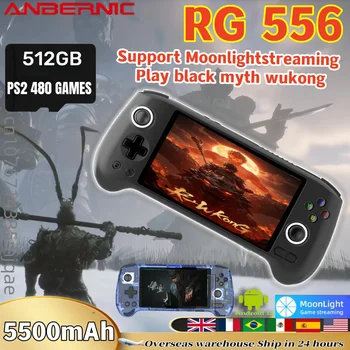 ANBERNIC RG556 Retro Portable Handheld Game Console 5.48 inch AMOLED Screen Built-in Hall Joystick Android13 512G PS2 WII Games