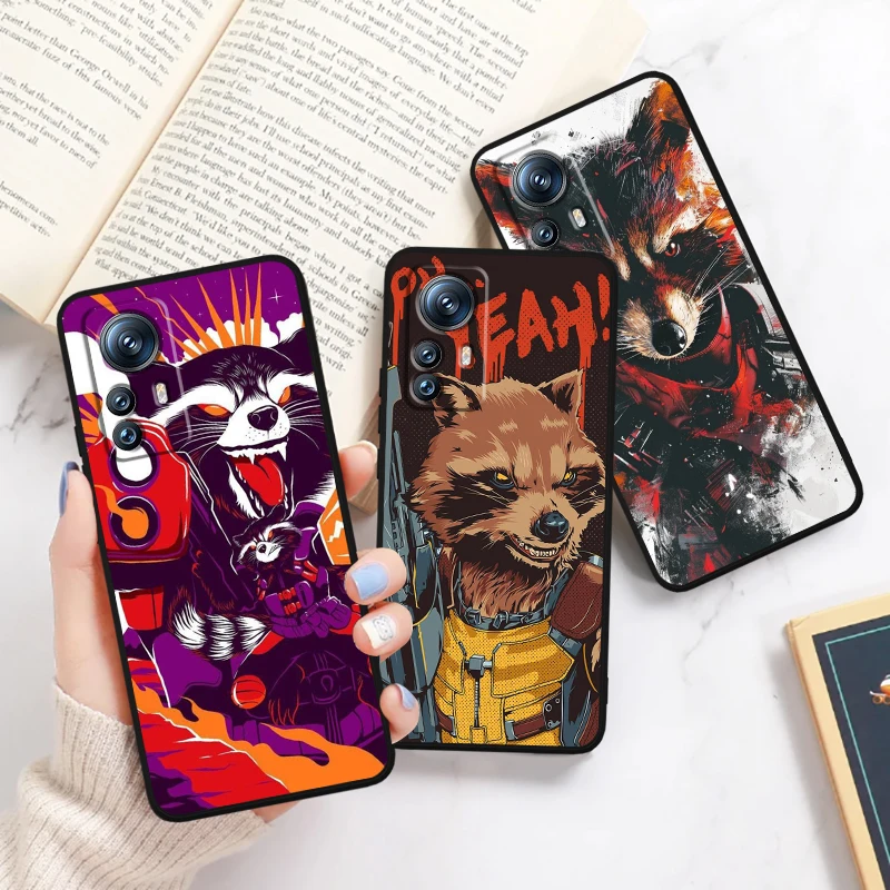 Rocket Raccoon Marvel Fashion For Xiaomi Mi Poco F5 F4 F3 X6 X5 X4 X3 M6 M5 M5S M4 M3 C65 Pro GT NFC 5G Black Funda Phone Case