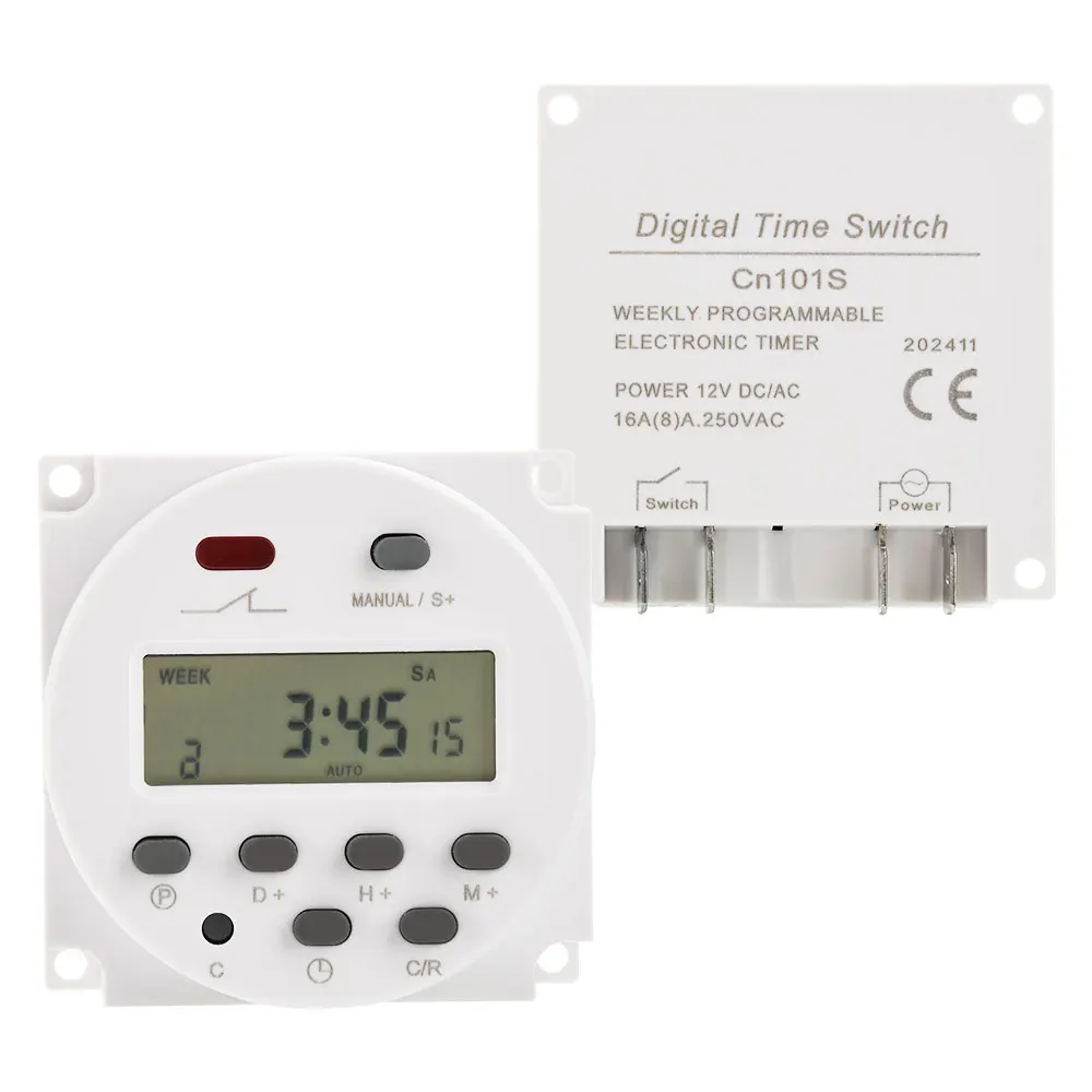 1 Second Interval 12V 24V 110V 220V Digital LCD Timer Switch 7 Days Weekly Programmable Time Relay Programmer CN101S
