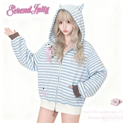 Subculture Sweatshirts Women Harajuku Jacket Long Sleeve Casual Print Coats Korean Fashion Japanese Oversized Y2k Hoodies Tops