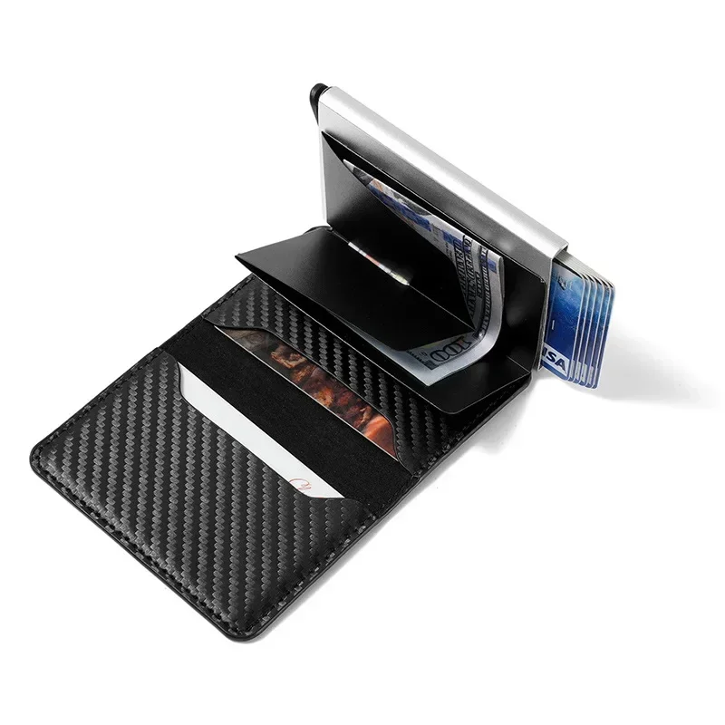 ANTI Rfid Credit Card Holder Men Wallets Bank Cardholder Case Small Leather Slim Thin Magic Mini Wallet Smart Minimalist Wallet image 6