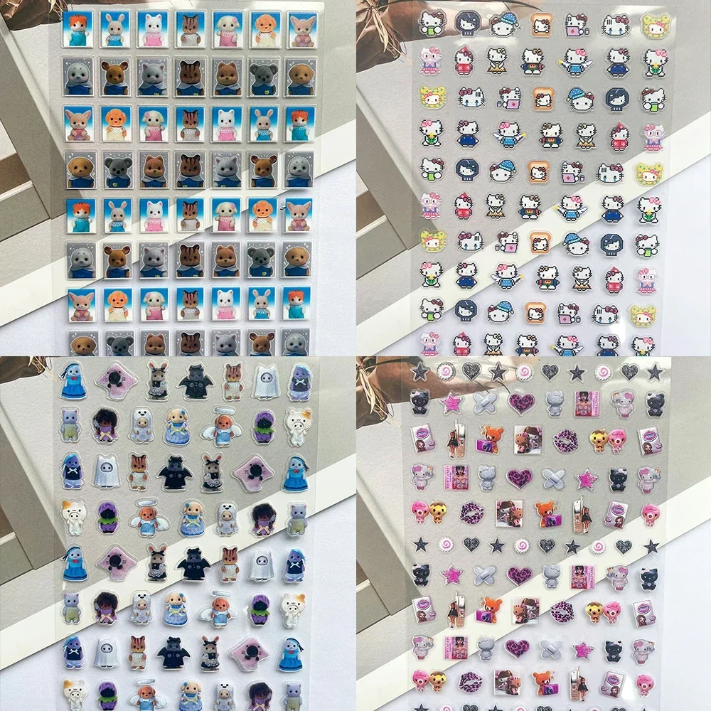 

Pvc Kawaii Y2k Hellokitty Senbel Family Mini Poster Goods Stickers Nail Art Waterproof Diy Phone Case Cup Keyboard Cap Stickers