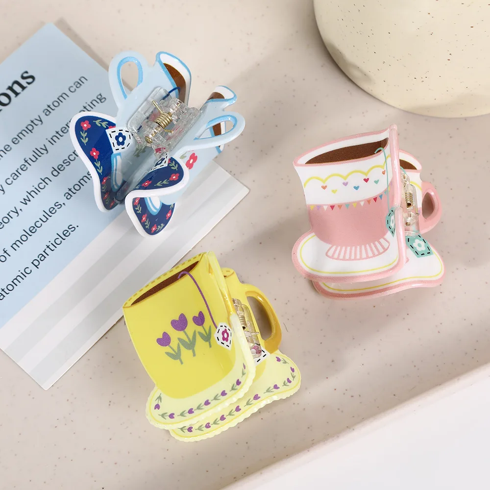 Mini coffee cup hair claws Mug hair clip claw Sweet and cute hair claws Tea cup Hair claws Accessories for women image 3