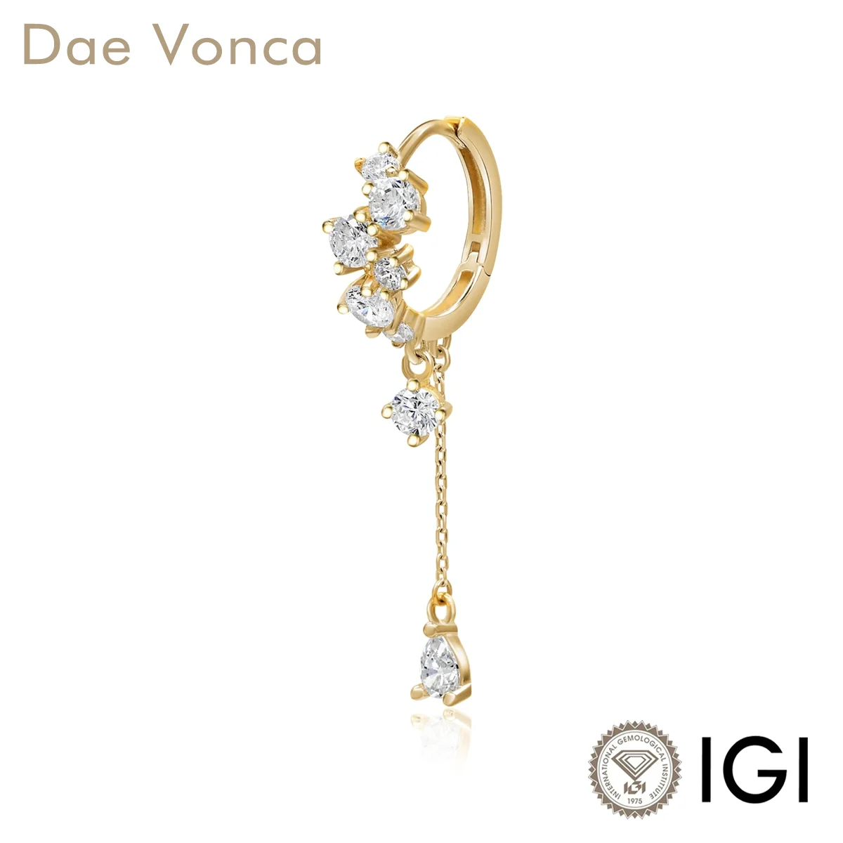 

9K/14K/18K Yellow Gold Lab Created Diamond Earrings Round and Pear Cut Lab Diamond Tassel Earrings Fine Jewelry For Women