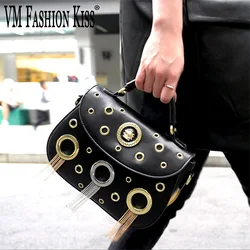 VM FASHION KISS Punk women's Round Hole Hollowed Out Designer borse con manico superiore catena nappa decorare borsa a tracolla a tracolla 2024