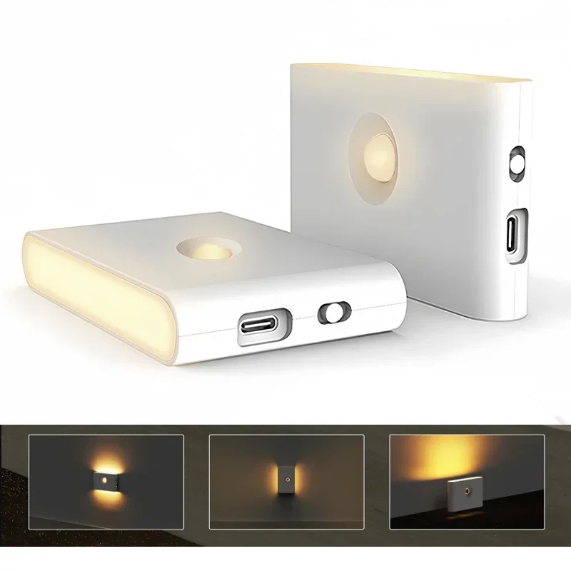 

Светодиодный индукционный ночник с беспроводной зарядкой типа C, индукционный настенный светильник для человеческого тела, спальня, коридор, шкаф, ночник для ванной комнаты