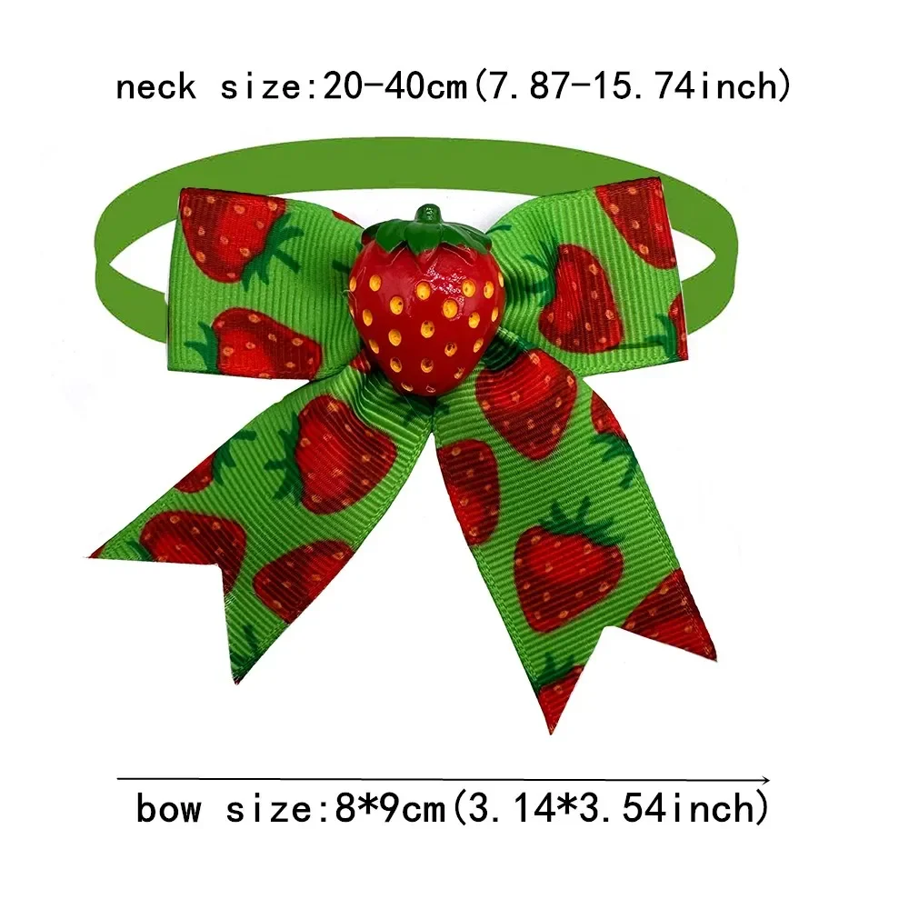 30pcs Fruit Strawberry Pet Dog Bow Ties Cat Dogs Bow Ties Small Dog Collar Holiday Grooming Neckties Bowtie Pet Supplies