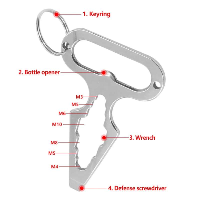 Multifunctional Wrench Outdoor Camping Supplies EDC Stainless Steel Self-defence Tool Pendant Keychain