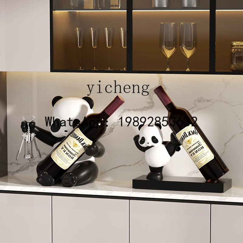 

X6 panda red wine rack ornament housewarming new house wine cabinet home accessories high-end living room
