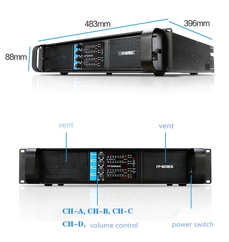 Pro audio 2u class d power amplifier digital 4 channel Class D 4 x 1300w Fp10000 Touring Sound High Power Amplifiers