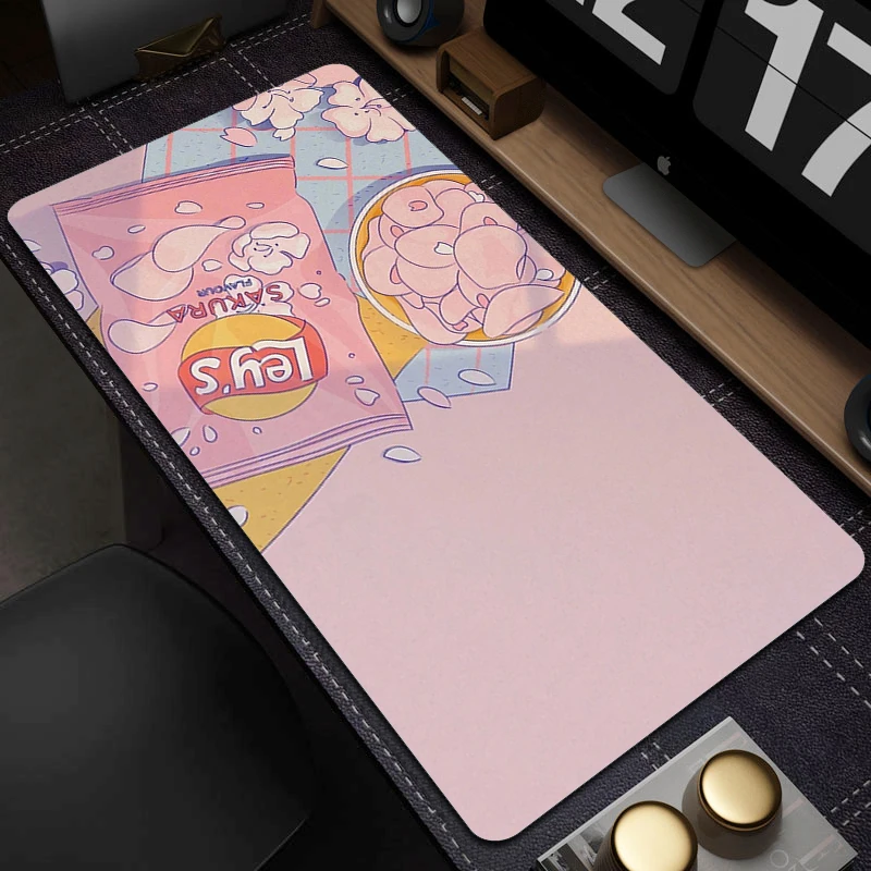 Große Gaming Mouse pad Anime rosa niedlichen Maus matte Spiel Gummi Mauspad Cartoon rutsch feste Computer Schreibtisch matte Verriegelung Rand Tischs ets