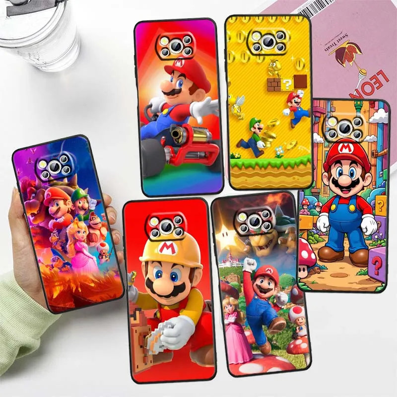 

Supers M-Marios Cool Phone Case For Xiaomi Mi Poco F3 F4 F5 F6 X3 X4 X5 X6 X7 M3 M4 M5s M5 M6 GT Pro 5G Black Cover