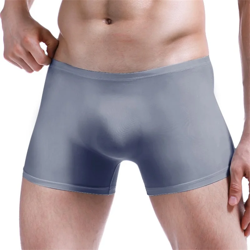 

Ice silk underwear, men's seamless, ultra-thin, transparent, flat-cornered, sexy one-piece style, summer breathable