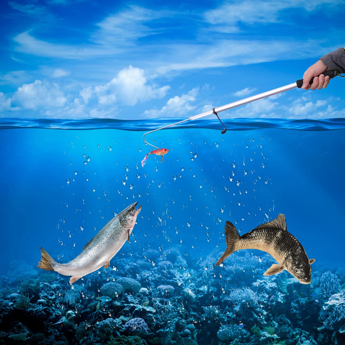 

120 Cm Telescopic Fish Hook Fishing Hooks Stainless Steel Accessories