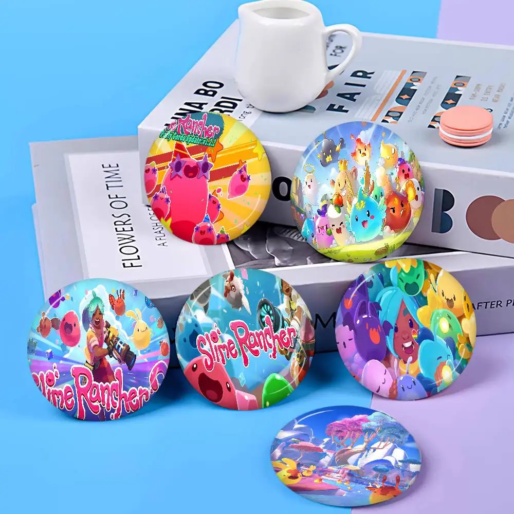 Game S-Slime R-Rancher Tinplate Pin Button Custom Anime Role Old-school Brooch Cartoon Collar Badge Jewelry Gift Fans