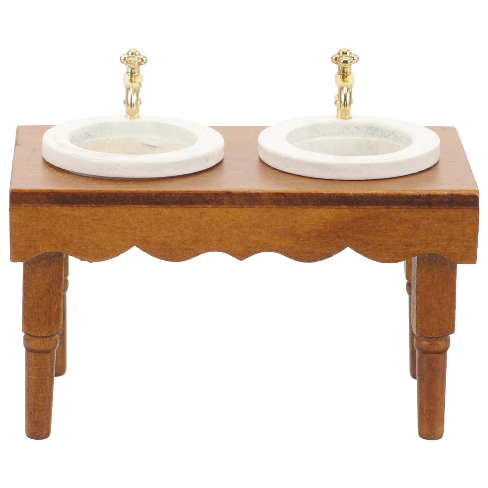 Mini muebles de baño, lavabo de madera en miniatura, suministro para el hogar marrón claro, diseño artesanal realista, Mini hogar