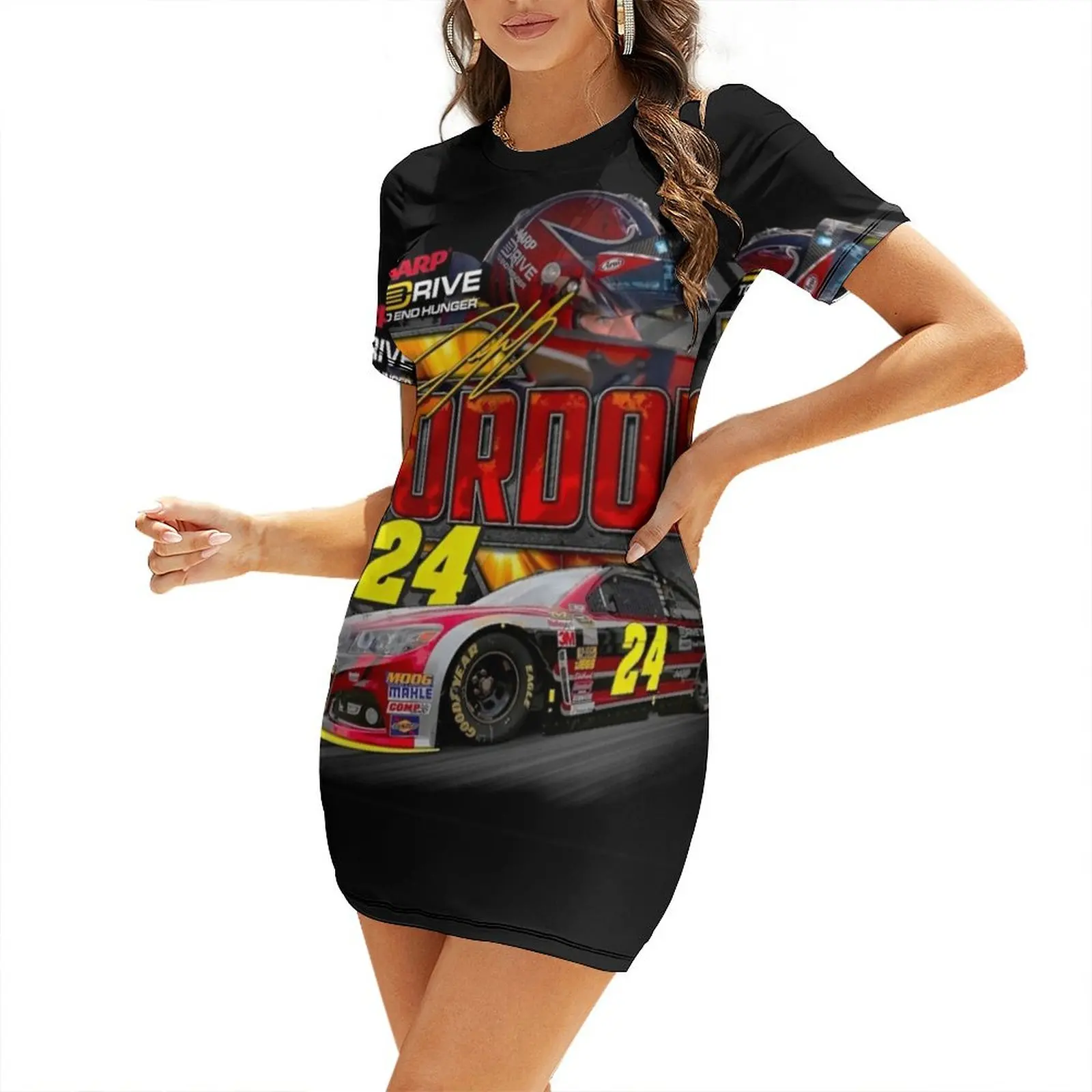 

Jeff gordon Short-Sleeved Dress women's summer dress 2026 luxury woman party dress vintage