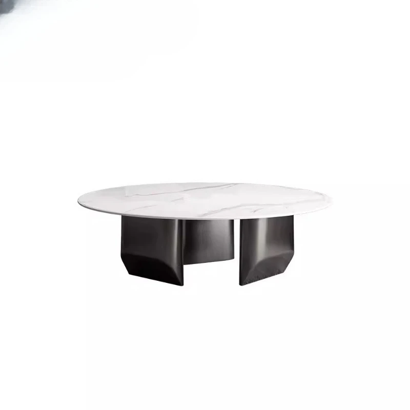 

Stone slab coffee table, round Nordic simplicity, modern marble household, small apartment coffee table
