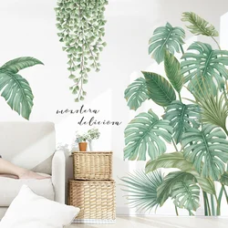 Tropical Monstera Leaf Plants Wall Art Sticker Nordic Wall Decals Vinyls Stickers for Living Room Bedroom Kitchen Home Decor