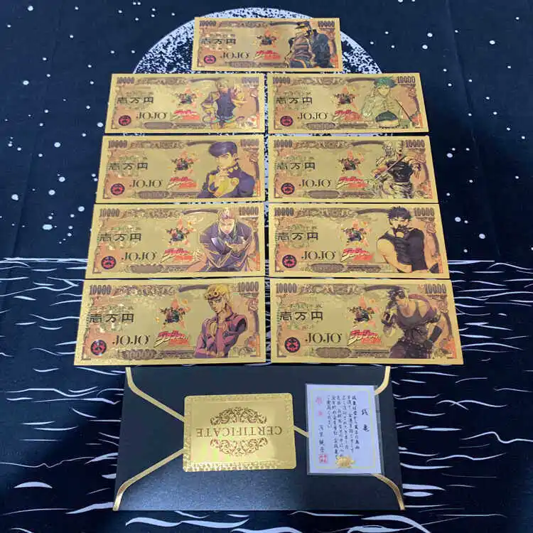 

JoJo's Bizarre Adventure Gold Foil Memorial Banknotes Jotaro Kujo Anime Collectibles Souvenir Gift For Friends Fans In Stock