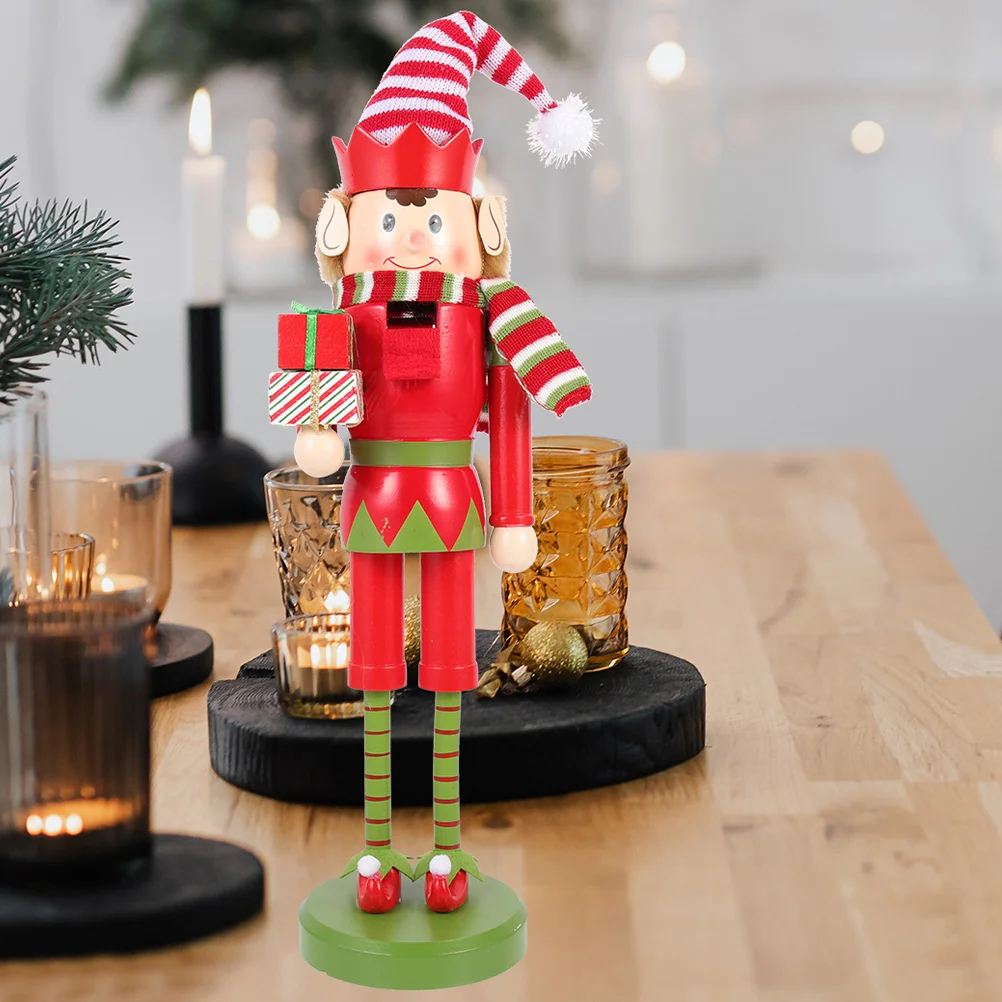 

Wooden Christmas Nutcracker Figure Festive Holiday Decor Tabletop Ornament Nutcracker Soldier Puppet Xmas Desktop Craft