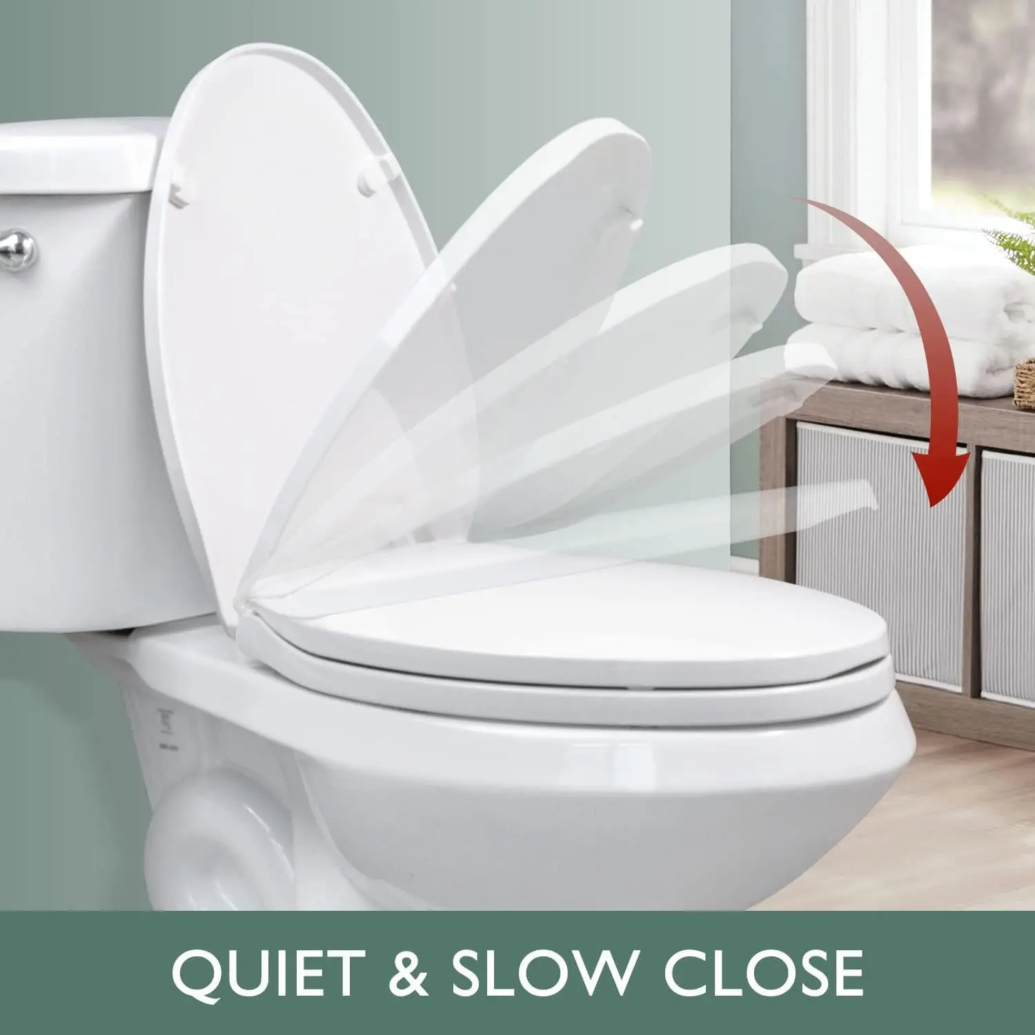 Elongated Toilet Seat with Soft Close Hinges, Easy Clean Quick-Release Design, Non-Slip Bumpers, Durable White Plastic view 4