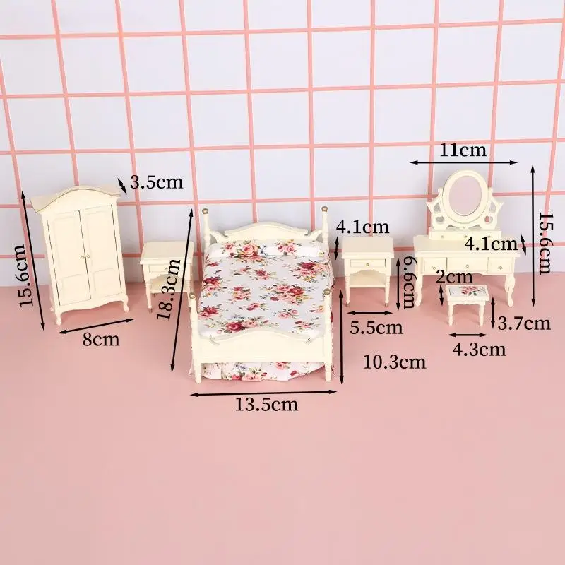 1Set 1:12 Dollhouse Miniature European Bedroom Furniture Kitchen Scene Cooking Table Sink Cabinet Model Toy Accessories