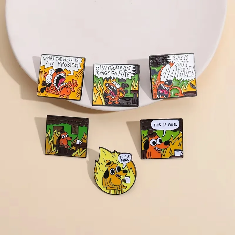 This Is Not Fine Enamel Pins Custom Cartoon Anime Fire Elf Dog Brooches Lapel Backpack Badge Jewelry Gifts For Fans Friends image 3