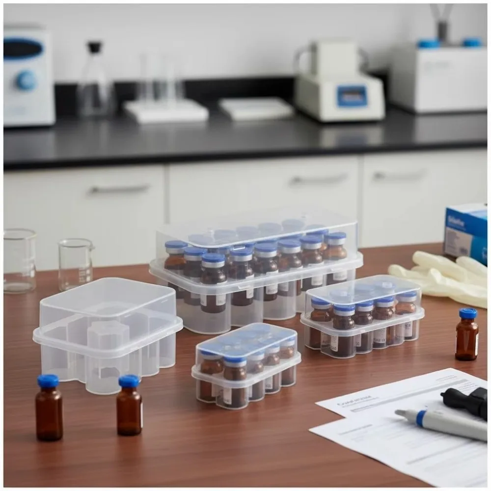 3/5/7/10mL 2/10/24-Slot Vial Storage Case Stackable Clear Microtube Storage Box Plastic Freezer Tube Box Diabetic Supplies