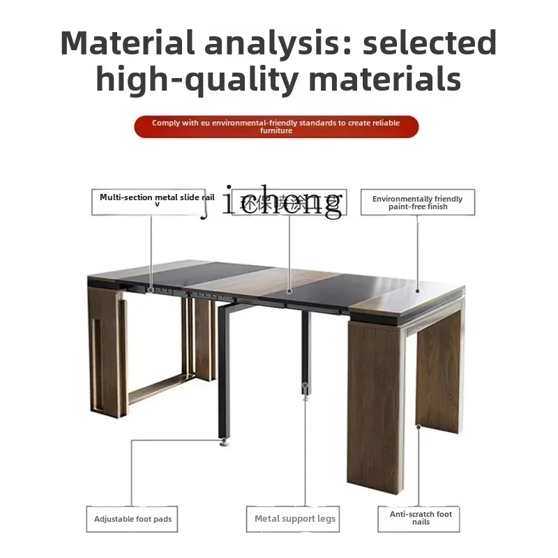 Folding Retractable Dining Table, Side Cabinet Integrated Multi-functional Household Small Apartment Invisible FurnitureD25