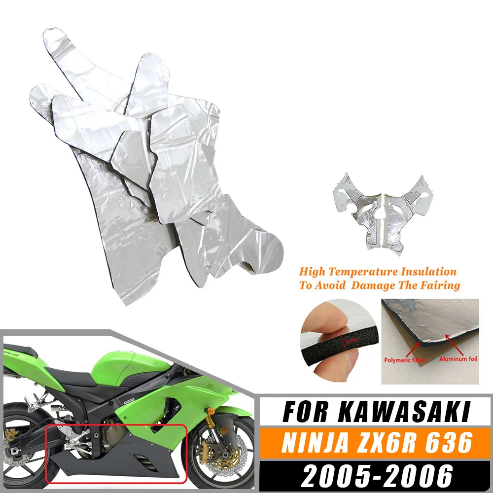 

For Kawasaki Ninja ZX-6R 636 2005-2006 ZX6R Motorcycle Accessories Pre-Cut Belly Fairing Heat Shield Mat Insulation Protection