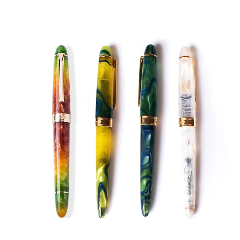 New Colorful LORELEI Resin Converter Filling Fountain Pen Golden Clip Fine nib 0.38mm EF Ink With Pens Box Office Supplies Gift