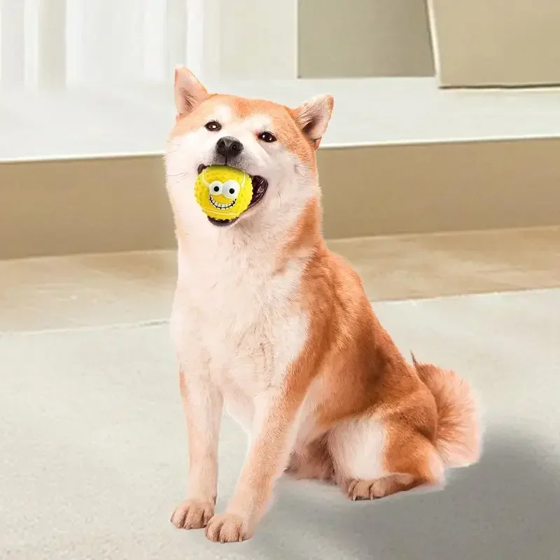 Latex-Gesichtsball, Hundespielzeug, quietschende Latex-Gesichtsbälle für Hunde, lustige, federnde, kauende Gesichtsknöpfe, Hunde- und Welpenspielzeug für kleine und mittelgroße Hunde