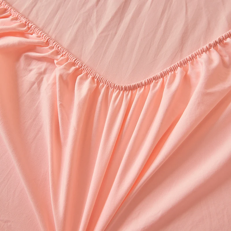 100% Cotton Fitted Sheet with Elastic Bands Solid Color Non Slip Durable Mattress Covers for Double King Queen Bed 120/150/220cm