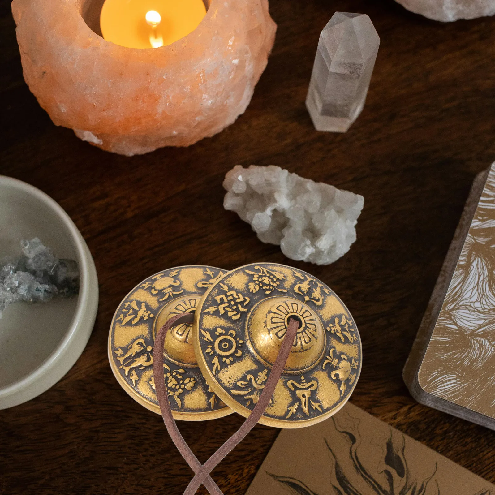 مجموعة الصنج Tingsha النحاسية للتأمل واليوجا والطقوس الروحية أداة قرع الصوت الرنين واضحة فنغ شوي