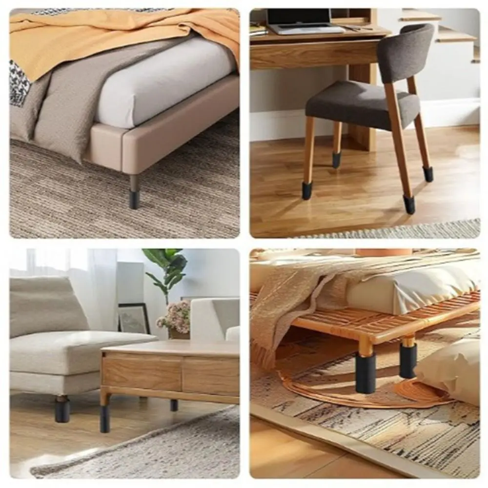 Durable 6inch Furniture Toe Protector Anti-collision Threaded Design Bed Frame Leg Covers Flexible Adjustable Bed Leg Protectors