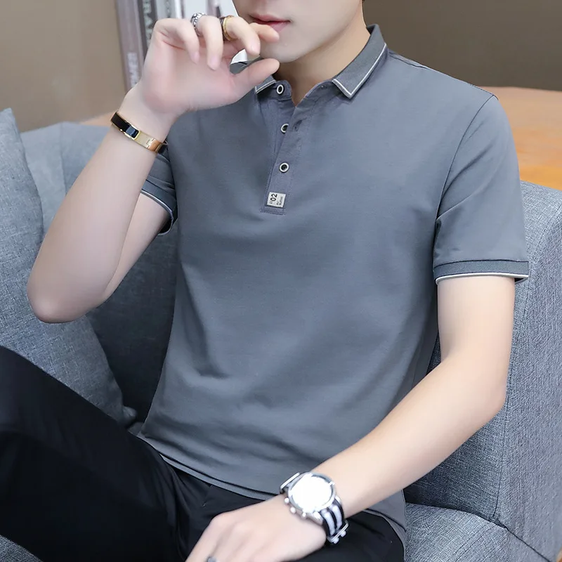 

Summer New Men's Short Sleeve Pure Cotton Shirt Casual Business High Quality mid Youths Cotton T-Shirt Male Top