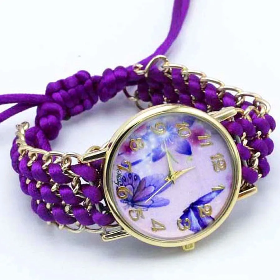 Shsby New Ladies Flower Hand Knitted Wristwatch Gold Women Dress Watches High Quality Fabric Quartz Watch Sweet Girls Watch