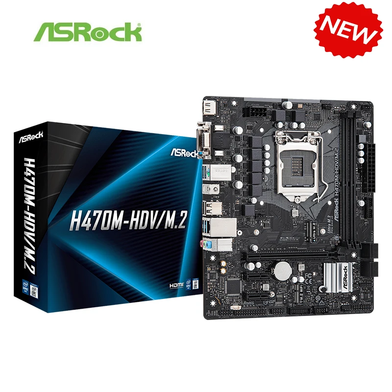 H470 H470M-HDV Motherboard NEW For ASRock H470M-HDV/M.2 Motherboard Socket LGA1200 DDR4 Desktop Mainboard  support 10400 10700