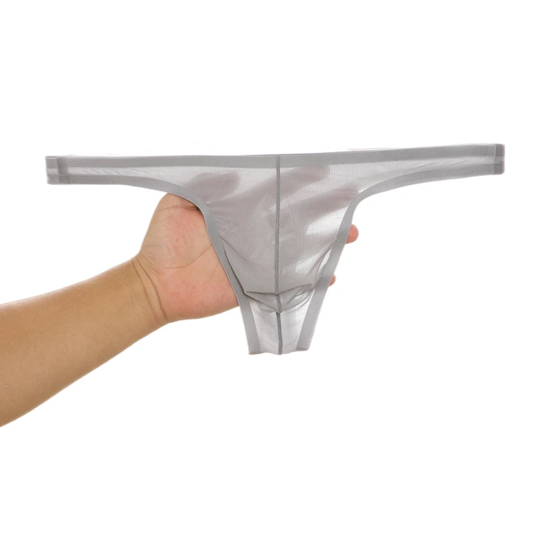 Ultra-thin Seamless Thong Men G Strings and Thongs Men Sexy Pouch Ice Silk Underwear Breathable Low Rise Bikini Tangas Cueca