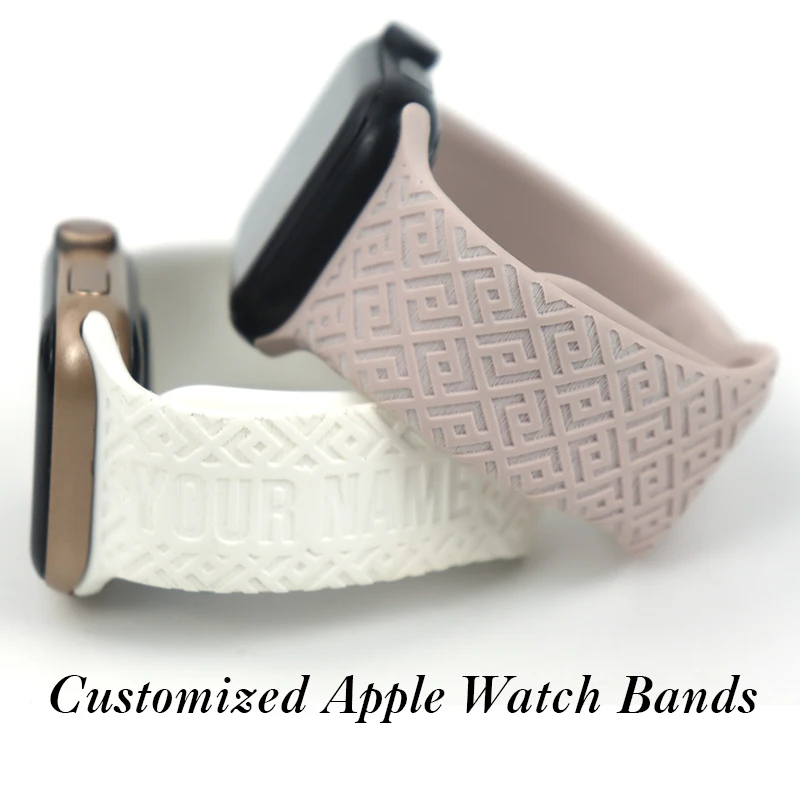 Strap For Apple Watch Band 44mm 42mm 41mm 40mm 45mm 49mm 44 mm Floral Engraved bracelet correa iwatch series 9 7 SE 6 8 Ultra 2