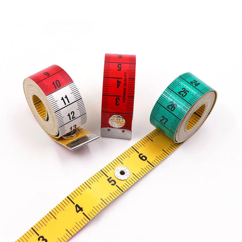 1.5M/60in Soft Tape Measure Tailor\'s Tape with Snap Fasteners Body Measuring Double-sided Ruler For Needlework Sewing Tool