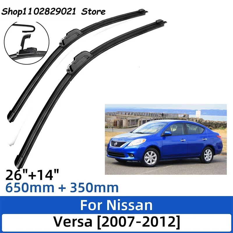 

2PCS for Nissan Versa 2007-2012 26"+14" Front Rear Wiper Blades Windshield Windscreen Window Cutter Accessories