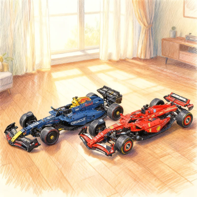 Building Blocks - 2840ピース MOC モーター付きRCバンドル レッドブルSFカー テクニカルモデル 組み立てブロック