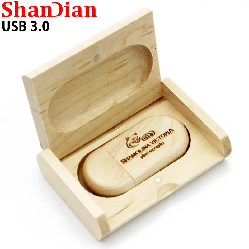 Real Capacity High Speed Wedding Gifts USB 3.0 USB Flash Drives Wooden Clamshell Gift Box Pen Drive 64GB/32GB/16GB/8GB/4G U Disk