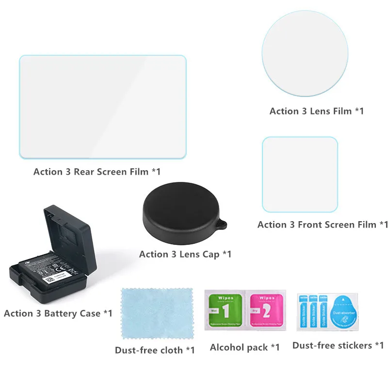 8 in1 HD خفف واق شاشة رقيق عدسة حماية غطاء تغليف حافظة بطاريات مجموعة DJI oomo عمل 3 كاميرا اكسسوارات